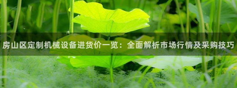 jinnian金年会体育在线入口：房山区定制机械设备进货价一览：全面解析市场行情及采购技巧
