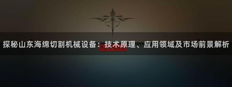 金年会APP官网下载：探秘山东海绵切割机械设备：技术原理、应用领域及市场前景解析